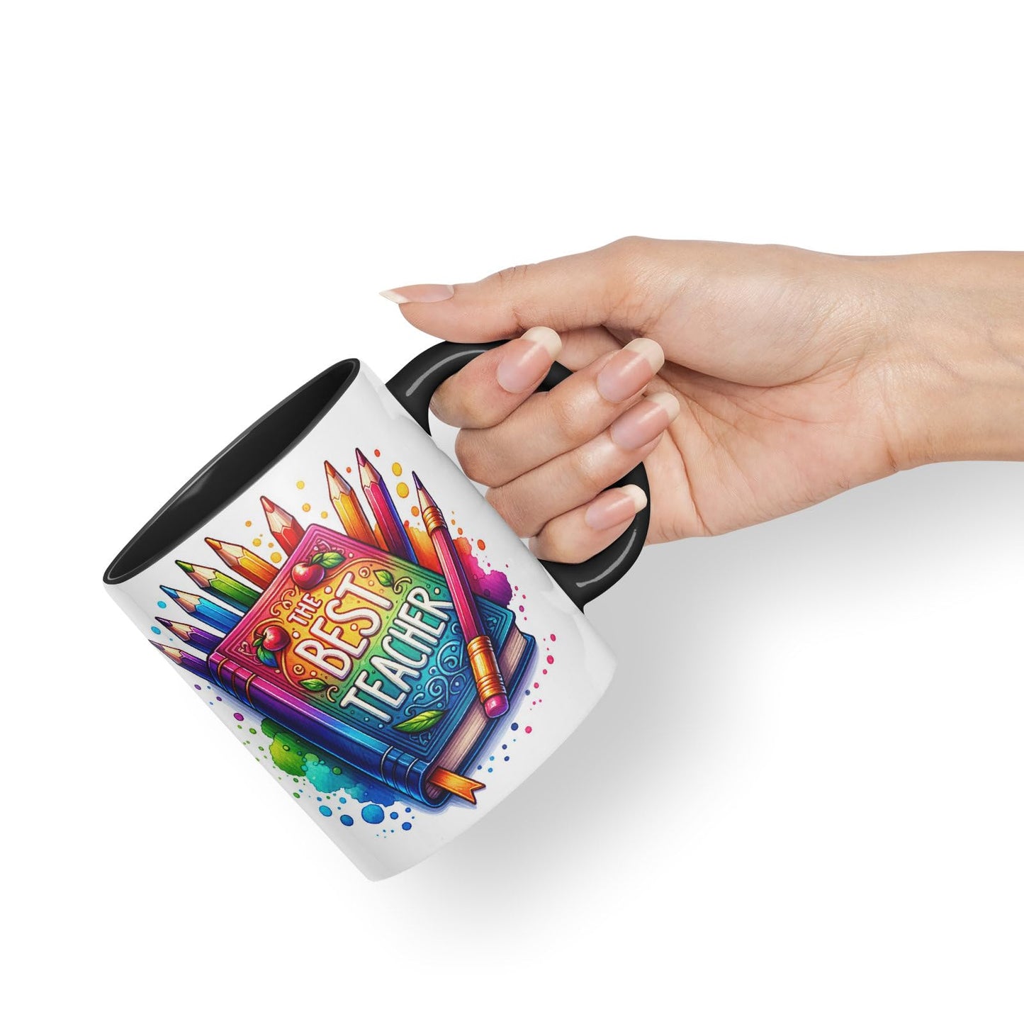 Vixar Best Teacher Mug Thank You, End of School Gift Ceramic Coloured Mug Cup for Tea Coffee Hot Brew 330ml 11Oz Gift BT1