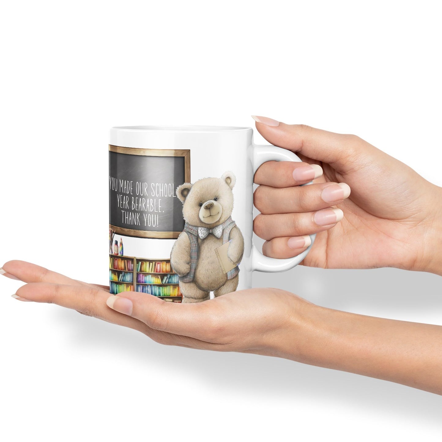 Vixar Teddy Bear Mr Teacher Gift Men Ceramic Mug Coloured Mug Cup Gift end of School Tea Coffee