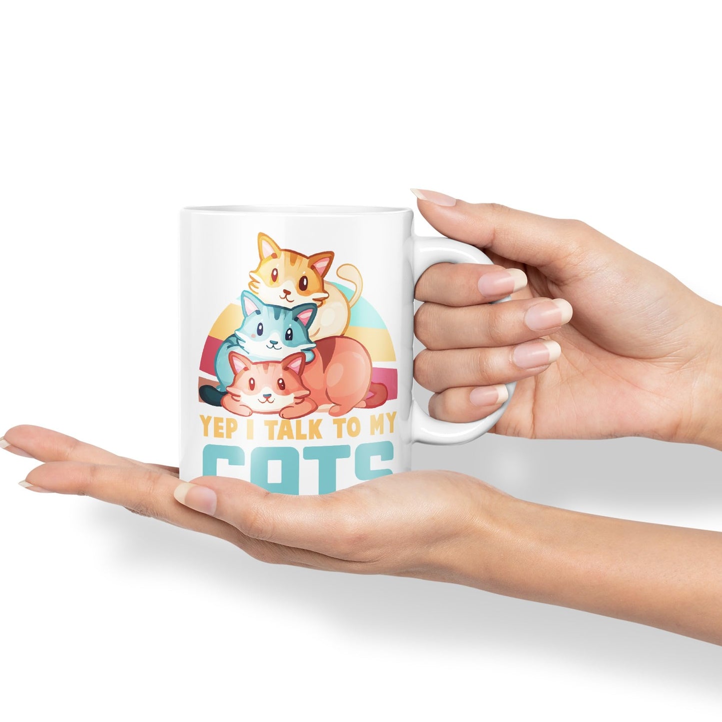 Yep I Talk to My Cats cat Sarcastic Joke Ceramic Coloured Mug Cup for Tea Coffee Hot Brew 330ml 11Oz