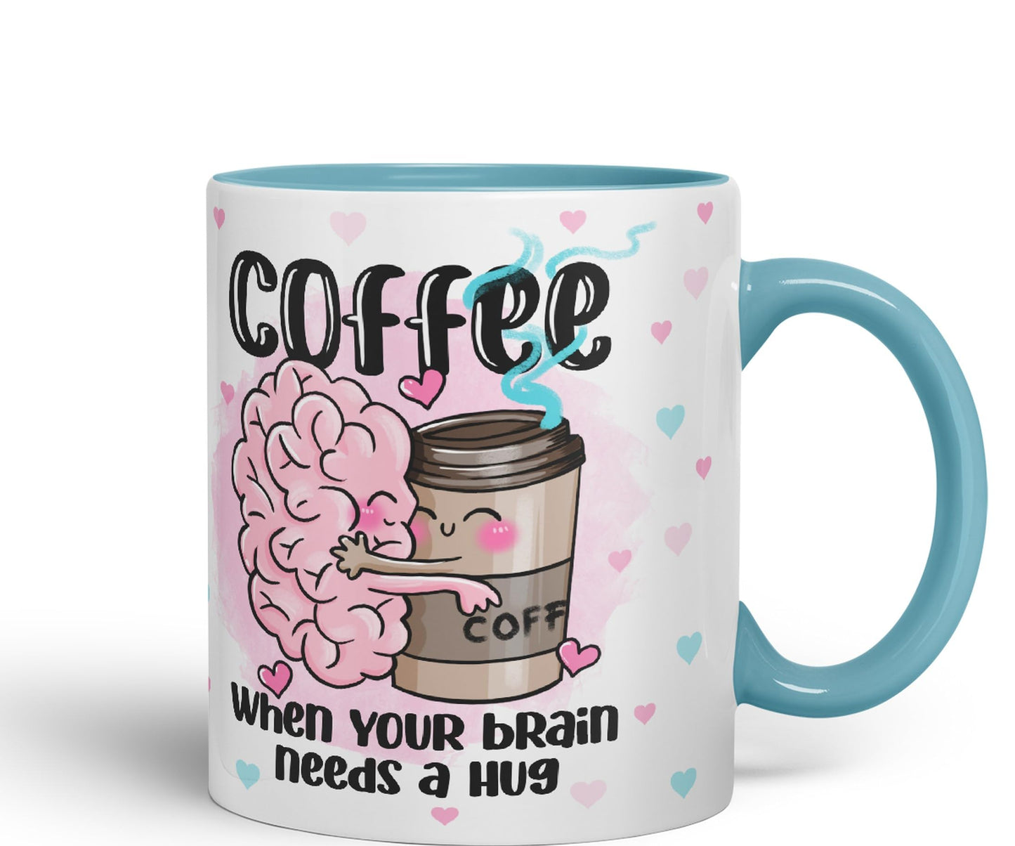 Vixar Coffee When You Brain Needs a Hug Ceramic Coloured Mug Cup Gift Tea Coffee Christmas Office Home Joke Sarcastic