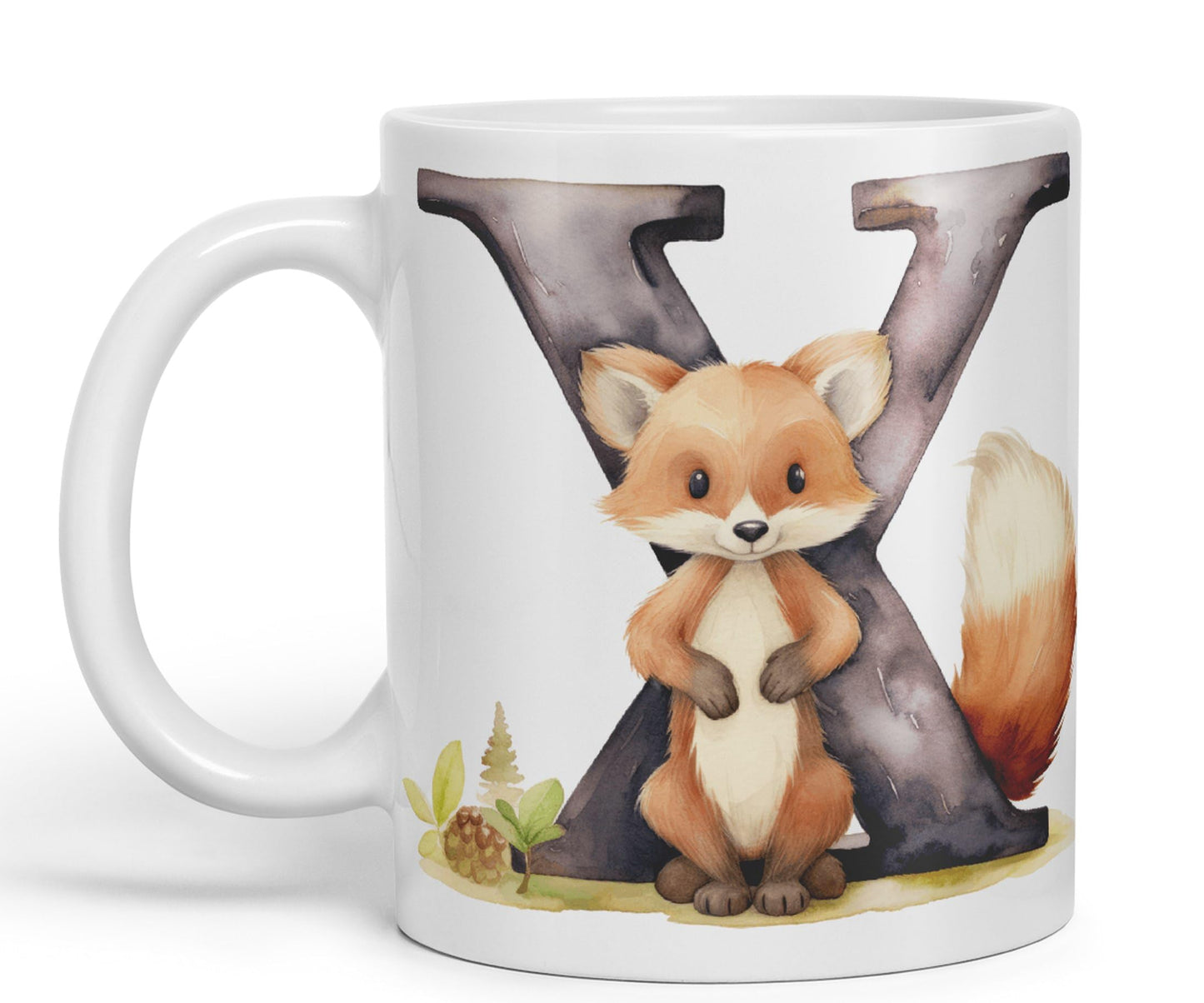 Letter X mug, Animals Alphabet Letter X Monogram animal for kids Ceramic Coloured Mug Cup for Tea Coffee Hot brew 330ml 11Oz Gift