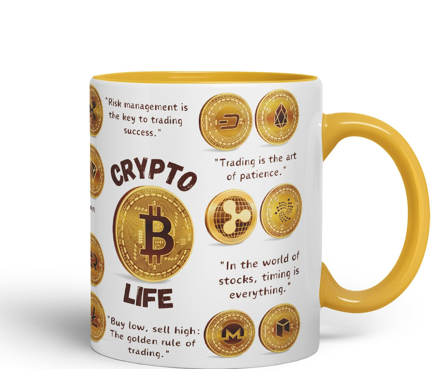 Crypto Life Crypto Currency Trading Ceramic Coloured Mug Cup for Tea Coffee Hot brew 330ml 11Oz Gift