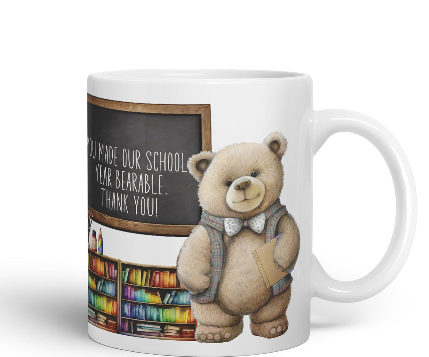 Vixar Teddy Bear Mr Teacher Gift Men Ceramic Mug Coloured Mug Cup Gift end of School Tea Coffee
