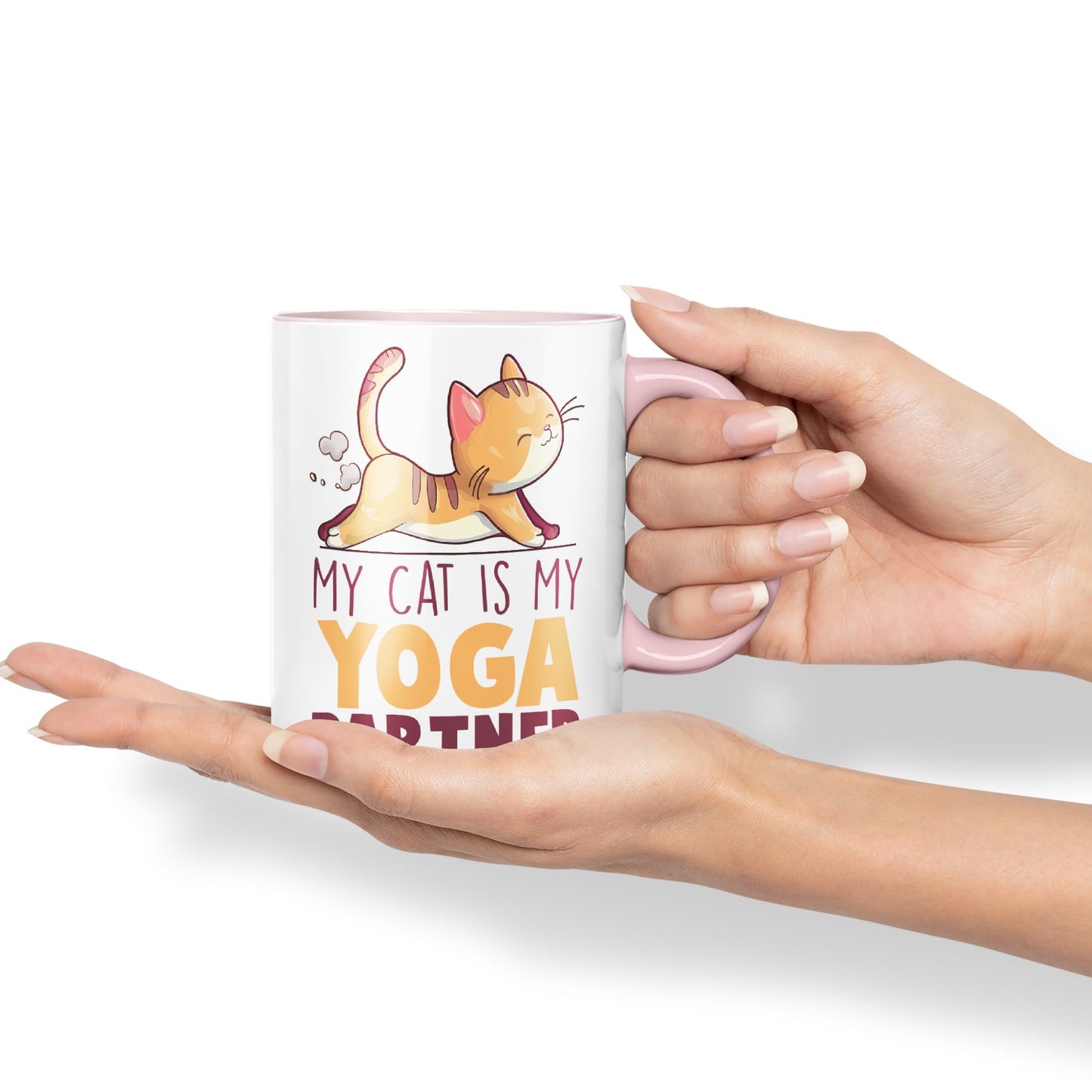 My cat is My Yoga Partner, cat Sarcastic Joke Ceramic Coloured Mug Cup for Tea Coffee Hot Brew 330ml 11Oz