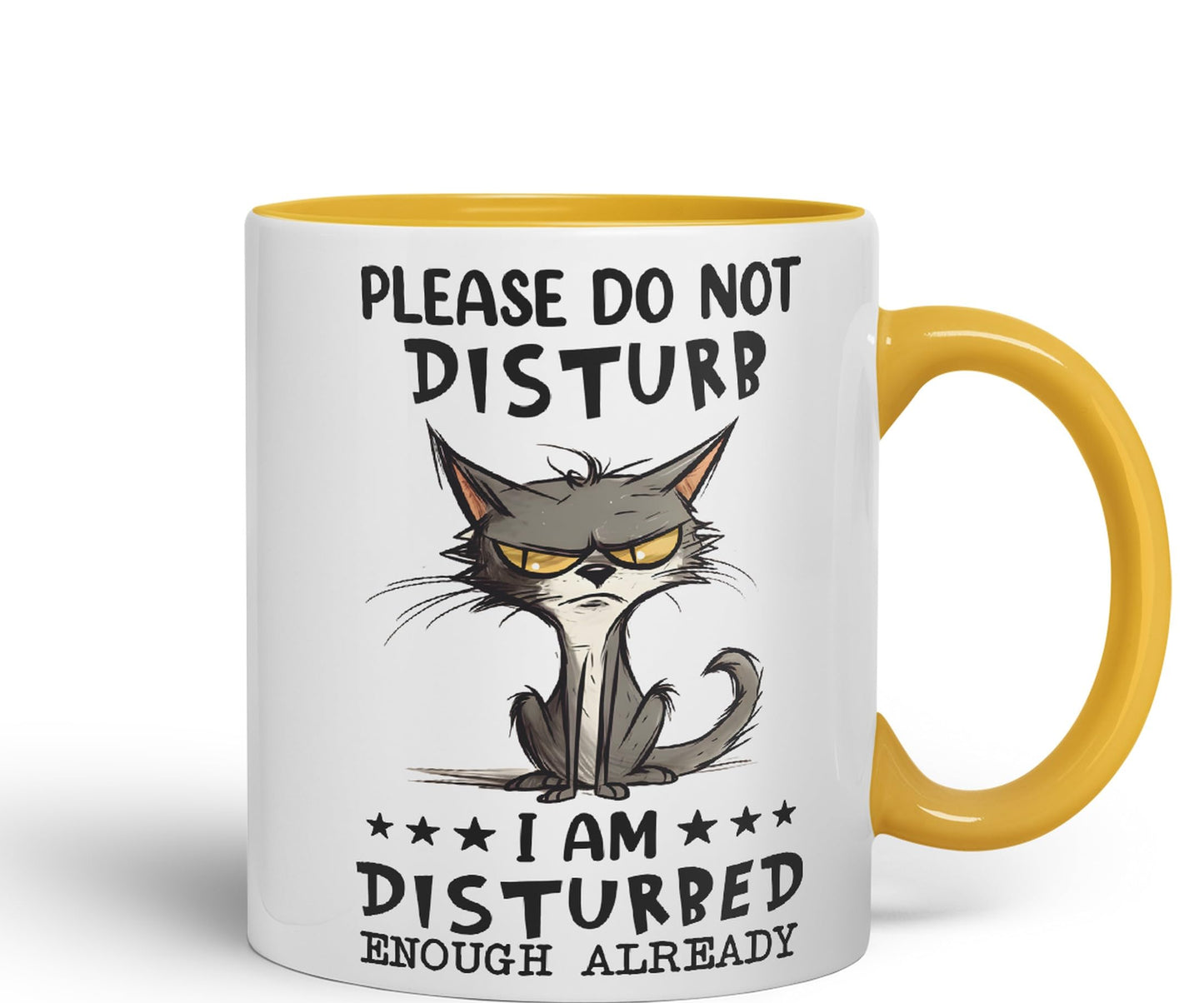 Please Do Not Disturb, I am Disturbed Enough Already Cat Joke Ceramic Coloured Mug Cup for Tea Coffee Hot Brew 330ml 11Oz