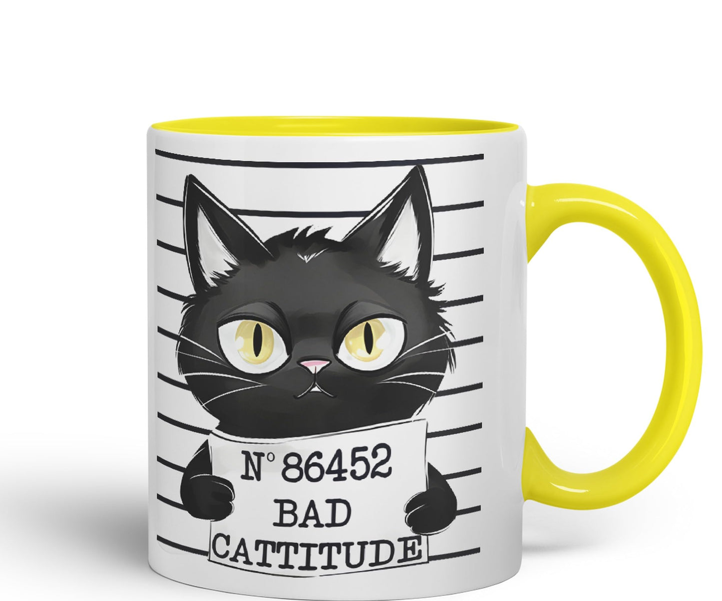 Vixar Bad Cattitude Prison Cats Sarcastic Joke Ceramic Coloured Mug Cup for Tea Coffee Hot Brew 330ml 11Oz