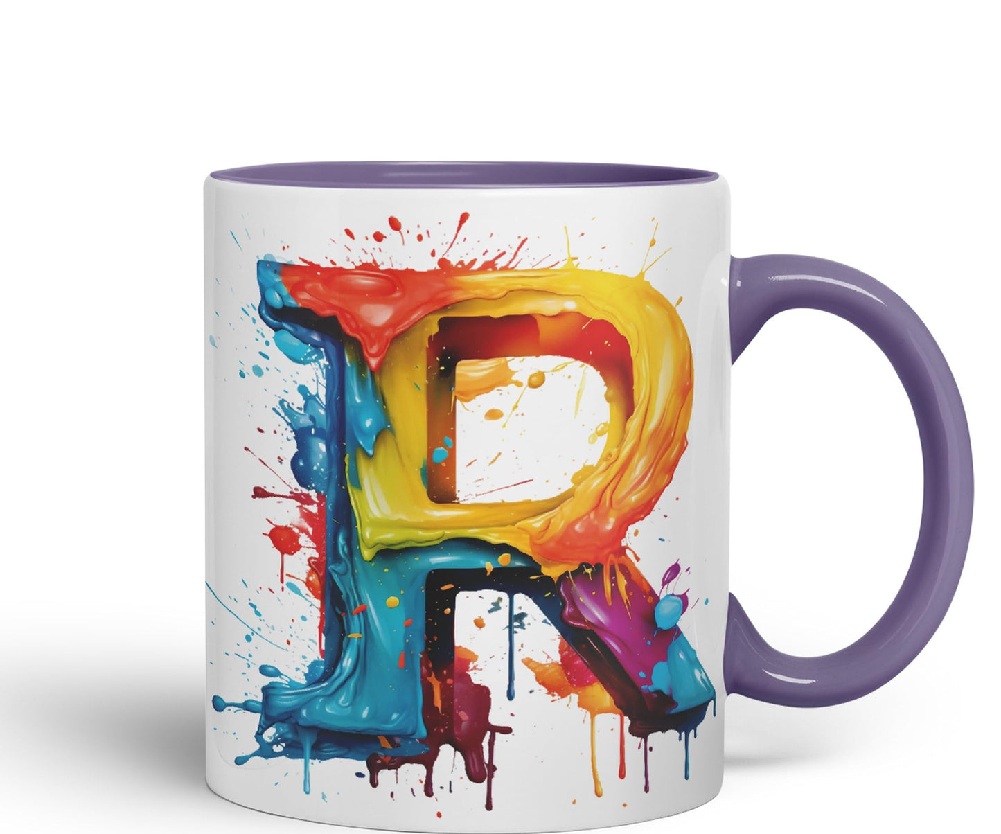 Letter R mug, Alphabet Letter R Monogram watercolour Ceramic Coloured Mug Cup for Tea Coffee Hot brew 330ml 11Oz Gift