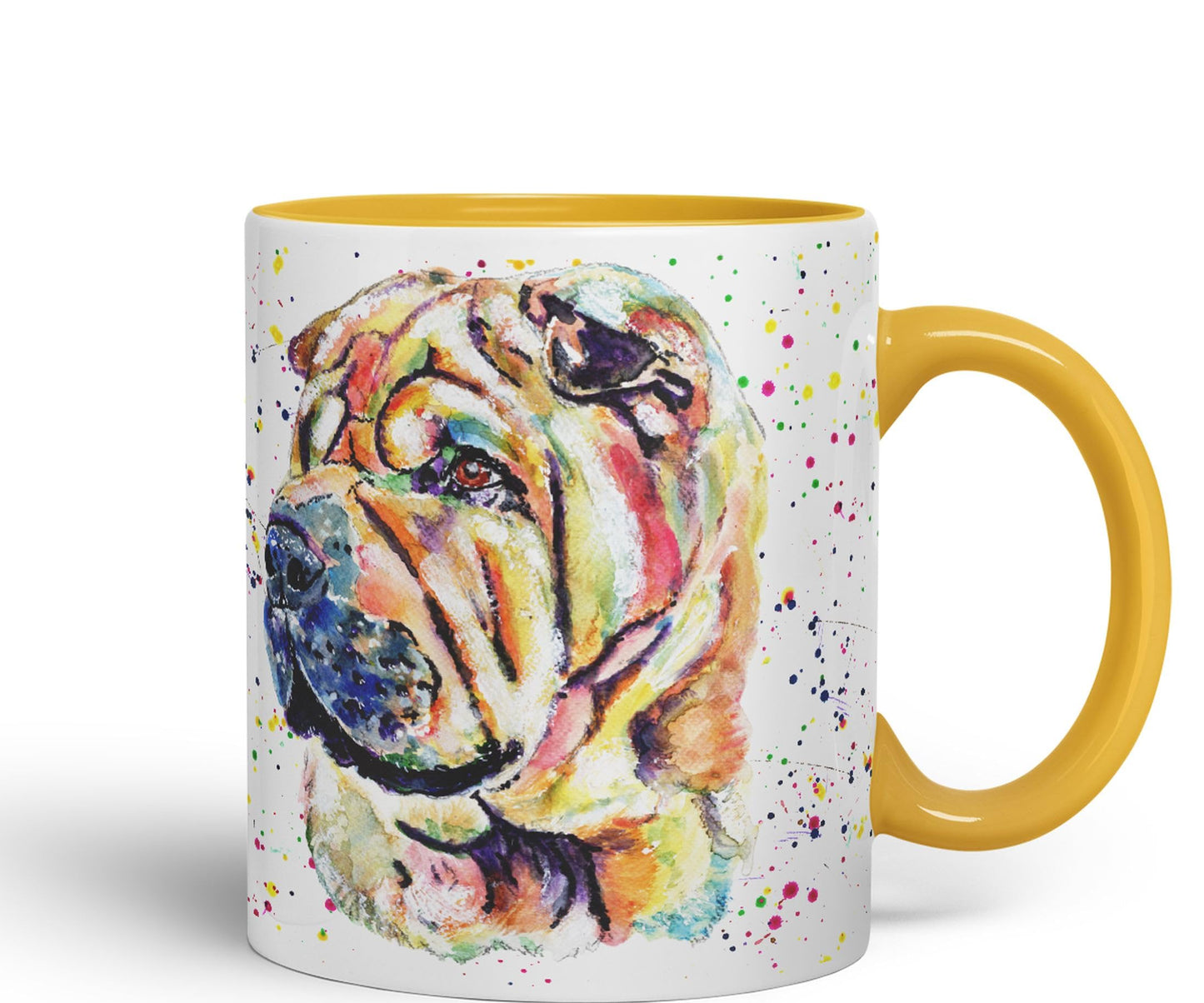 Vixar Shar Pei Wrinkly Chinese Dog Pet Animal Watercolour Art Coloured 330 ml Mug Cup Gift Birthday Work Office Tea Coffee