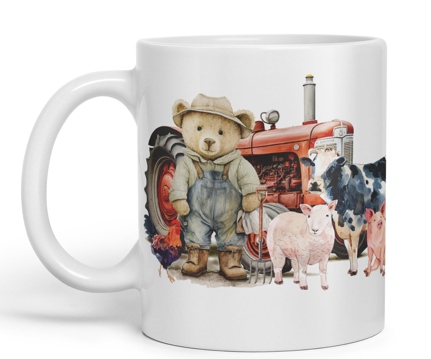 Vixar Teddy Bear Farmer Farm Tractor Ceramic Mug Coloured Mug Cup Gift Birthday Work Office Tea Coffee