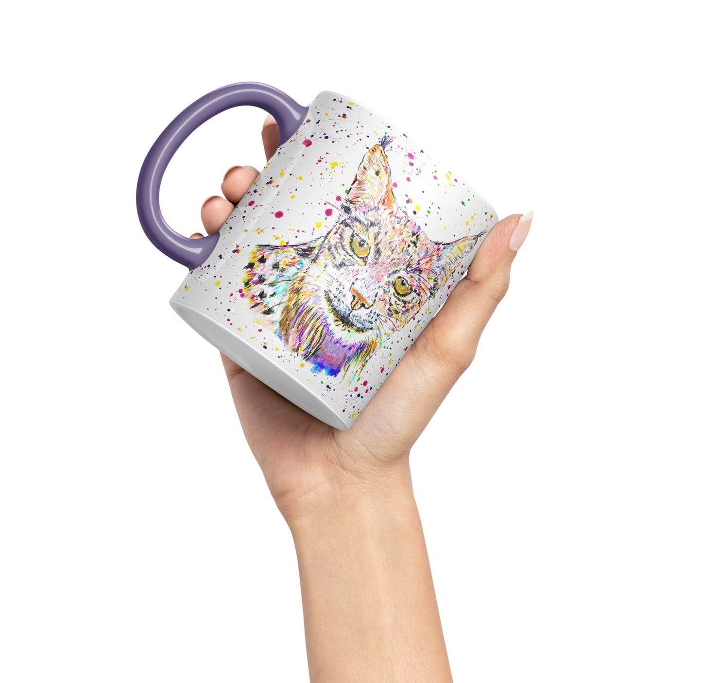 Vixar Lynx Cat Animal Watercolour Art Coloured 330 ml Mug Cup Gift Birthday Work Office Tea Coffee