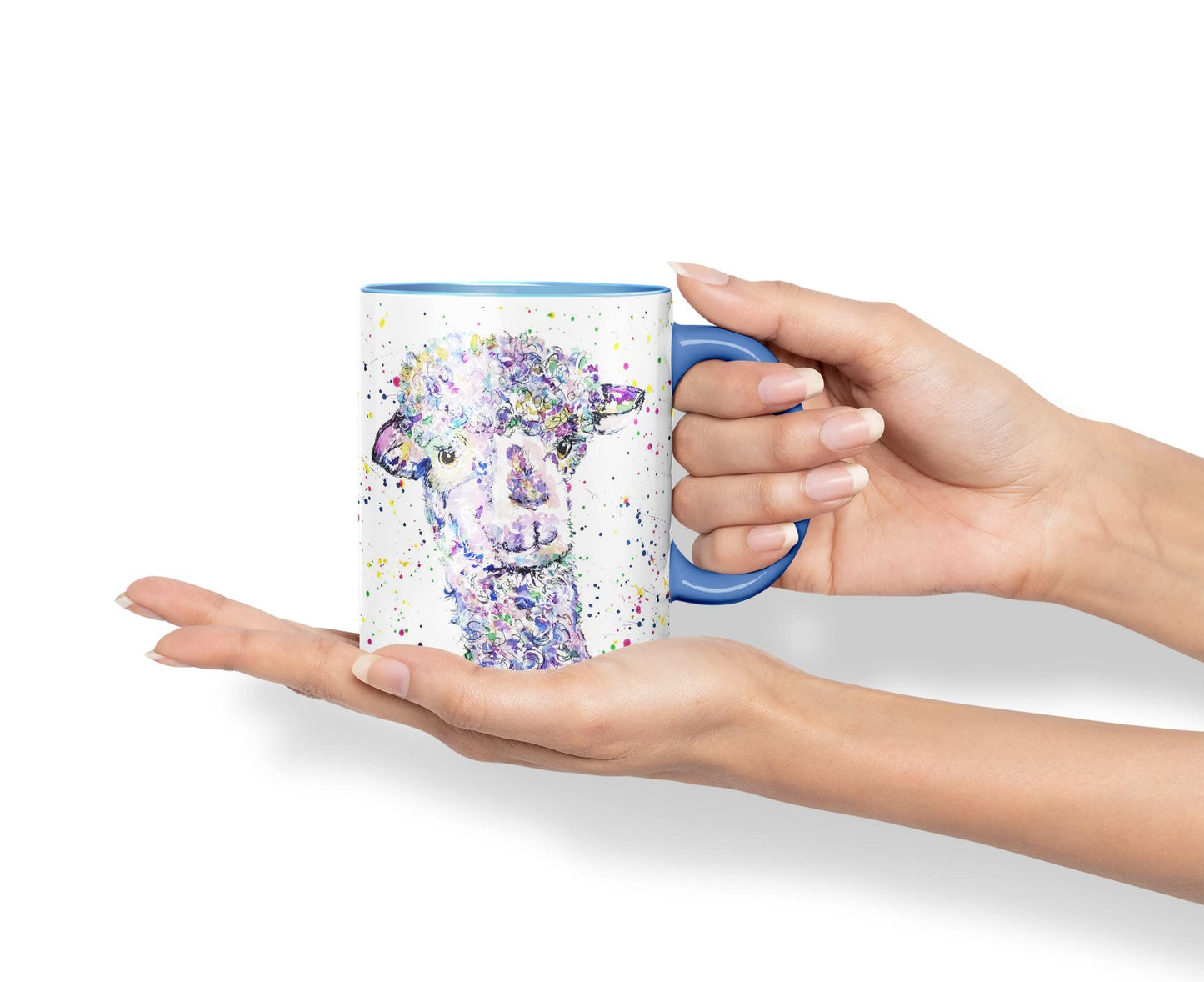Vixar Llama lama Wildlife Farm Animals Watercolour Art Coloured Mug Cup Gift Birthday Work Office Tea Coffee
