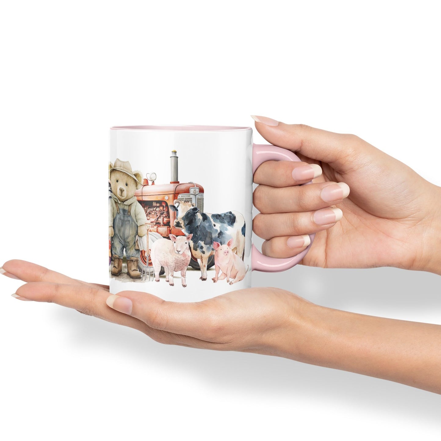 Vixar Teddy Bear Farmer Farm Tractor Ceramic Mug Coloured Mug Cup Gift Birthday Work Office Tea Coffee