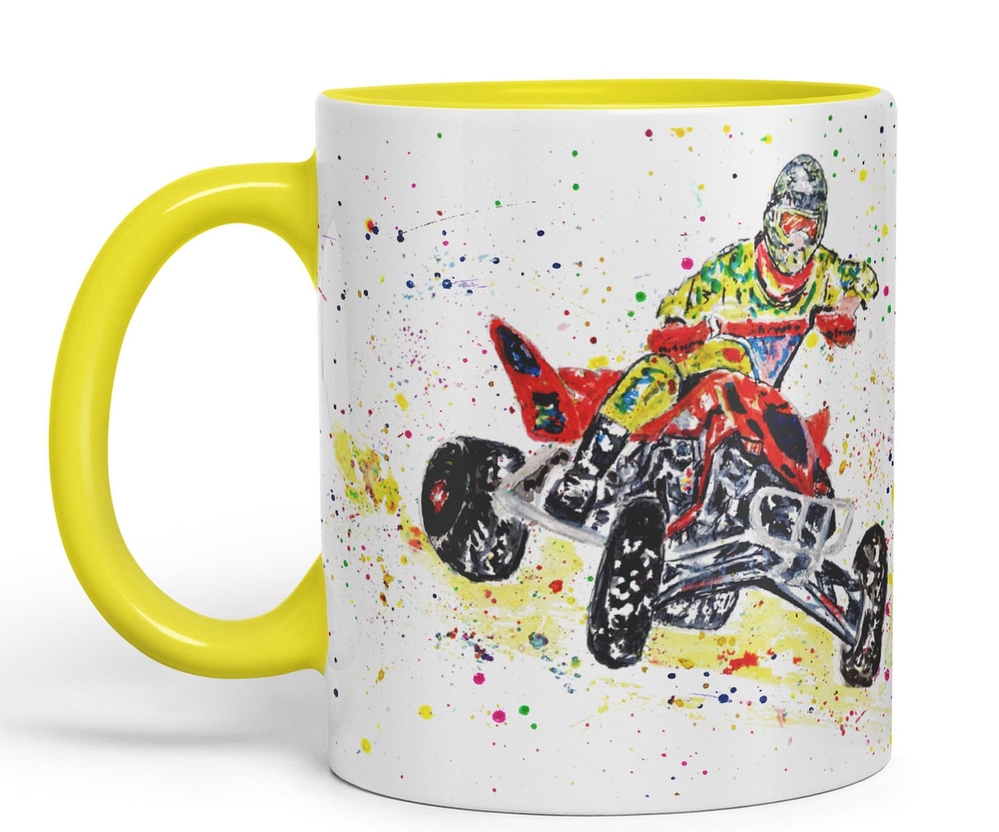 Vixar Motor Quad Bike Motocross Watercolour Art Coloured creamic 330 ml Mug Cup Gift Birthday Work Office Tea Coffee