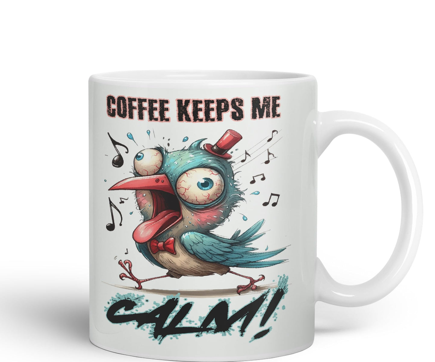 Coffe Keeps me Calm Bird Joke sarkasm Sarcastic Ceramic Coloured Mug Cup for Tea Coffee Hot Brew 330ml 11Oz Gift