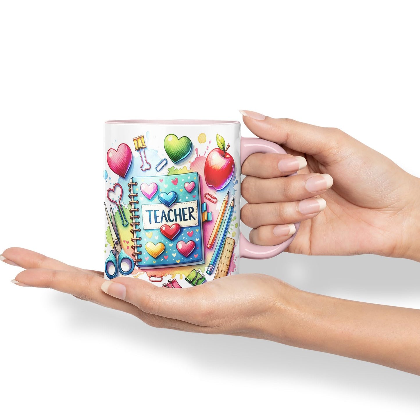 Vixar Teacher Mug Thank You, End of School Gift Ceramic Coloured Mug Cup for Tea Coffee Hot Brew 330ml 11Oz Gift