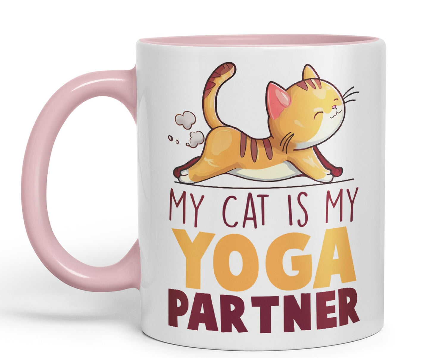 My cat is My Yoga Partner, cat Sarcastic Joke Ceramic Coloured Mug Cup for Tea Coffee Hot Brew 330ml 11Oz