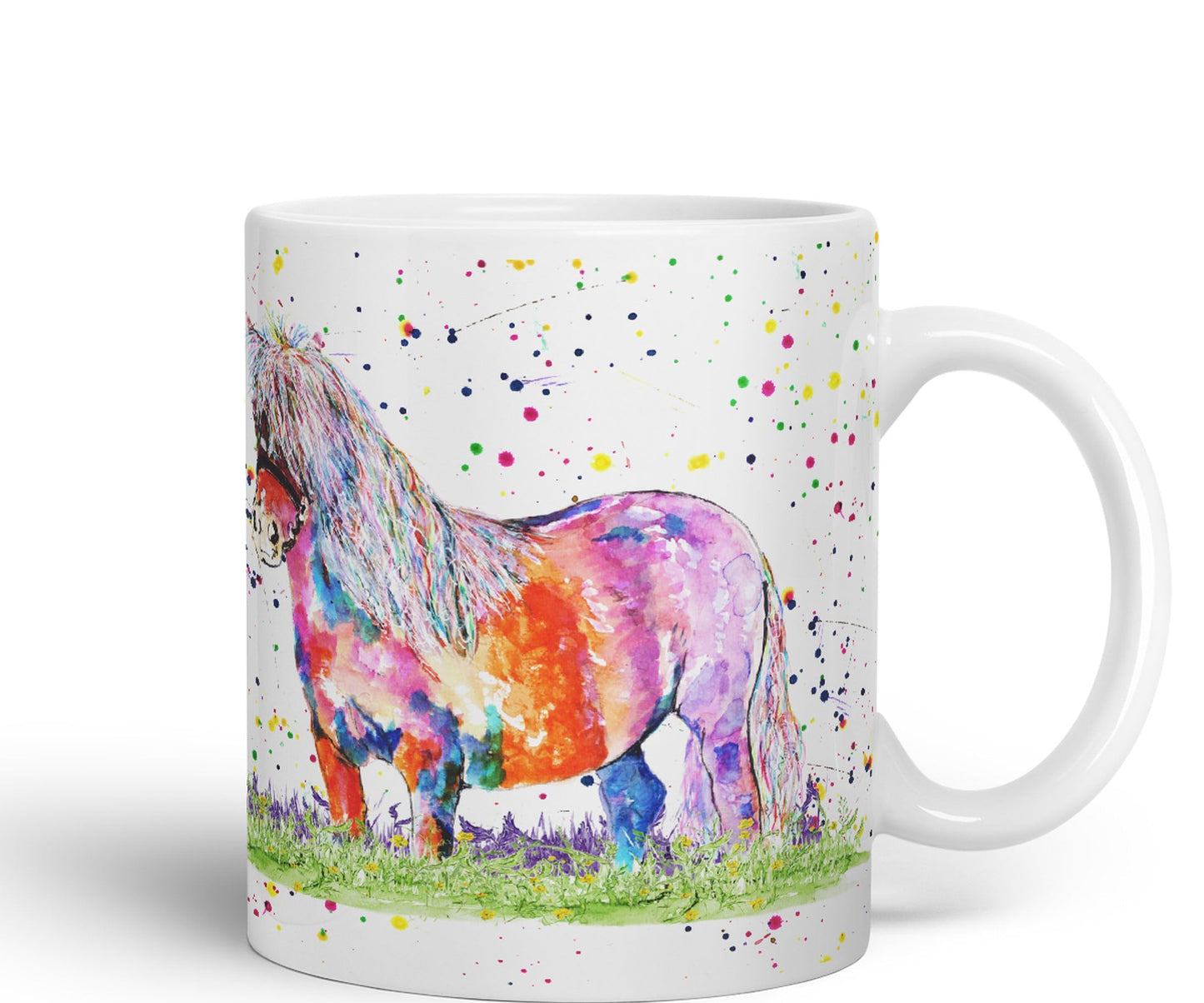 Vixar Shetland Pony Horse Pet Watercolour Art Coloured 330 ml Mug Cup Gift Birthday Work Office Tea Coffee