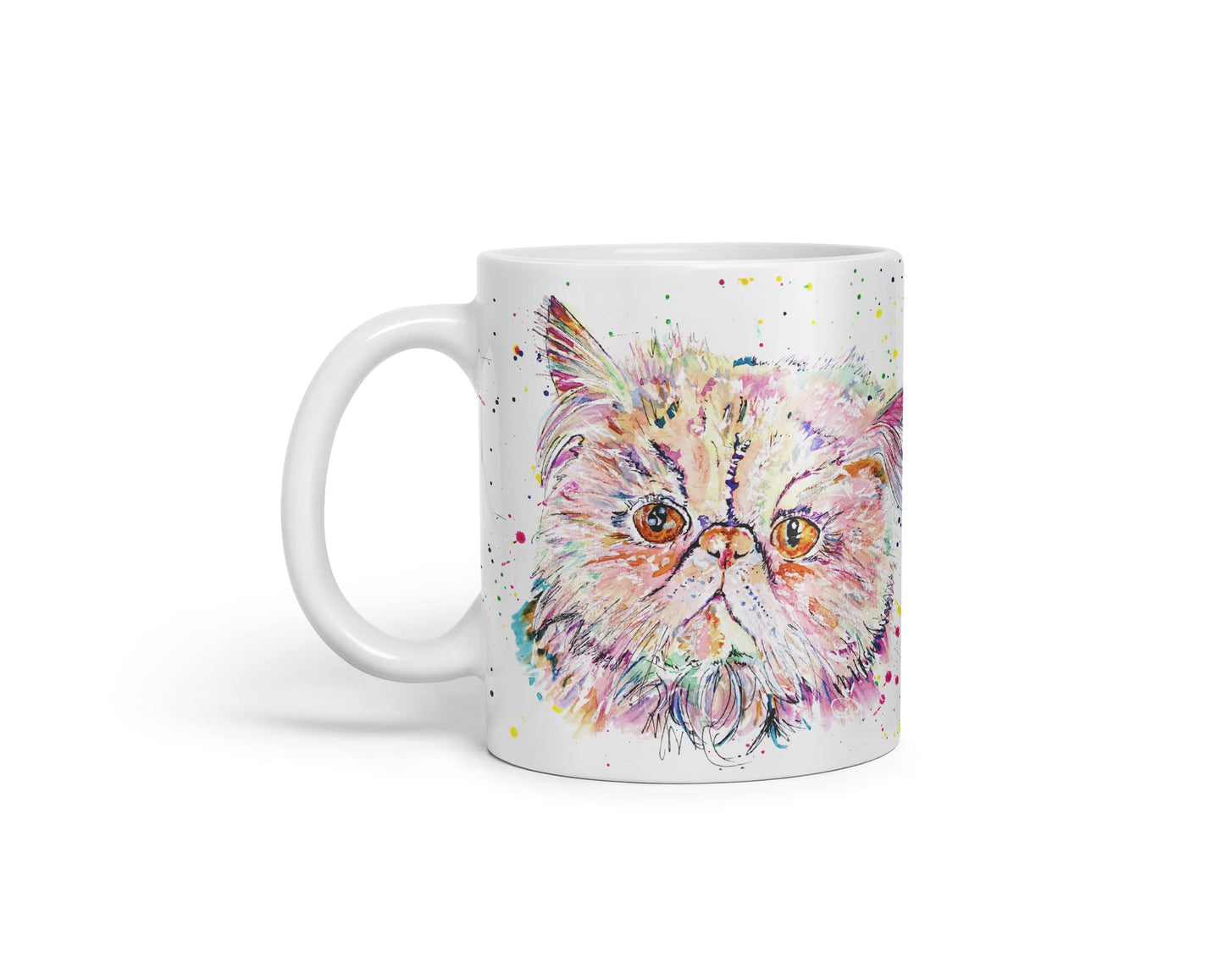 Vixar Persian Cat Kitten Pet Animals Watercolour Art Coloured Mug Cup Gift Birthday Work Office Tea Coffee