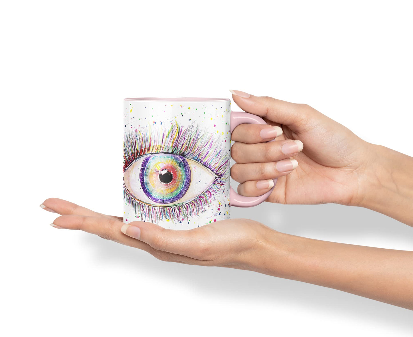 Vixar Eye Rainbow Watercolour Art Coloured Mug Cup Gift Birthday Work Office Tea Coffee