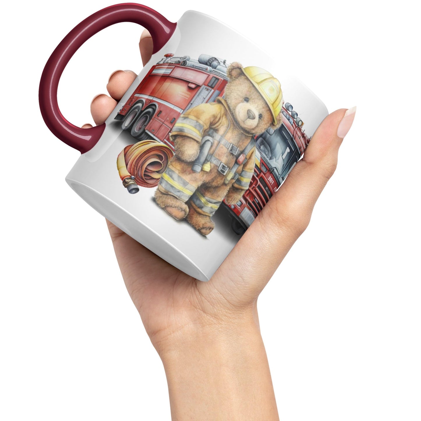 Vixar Teddy Bear Firefighter Firemen Themed Ceramic Mug Coloured Mug Cup Gift Birthday Work Office Tea Coffee