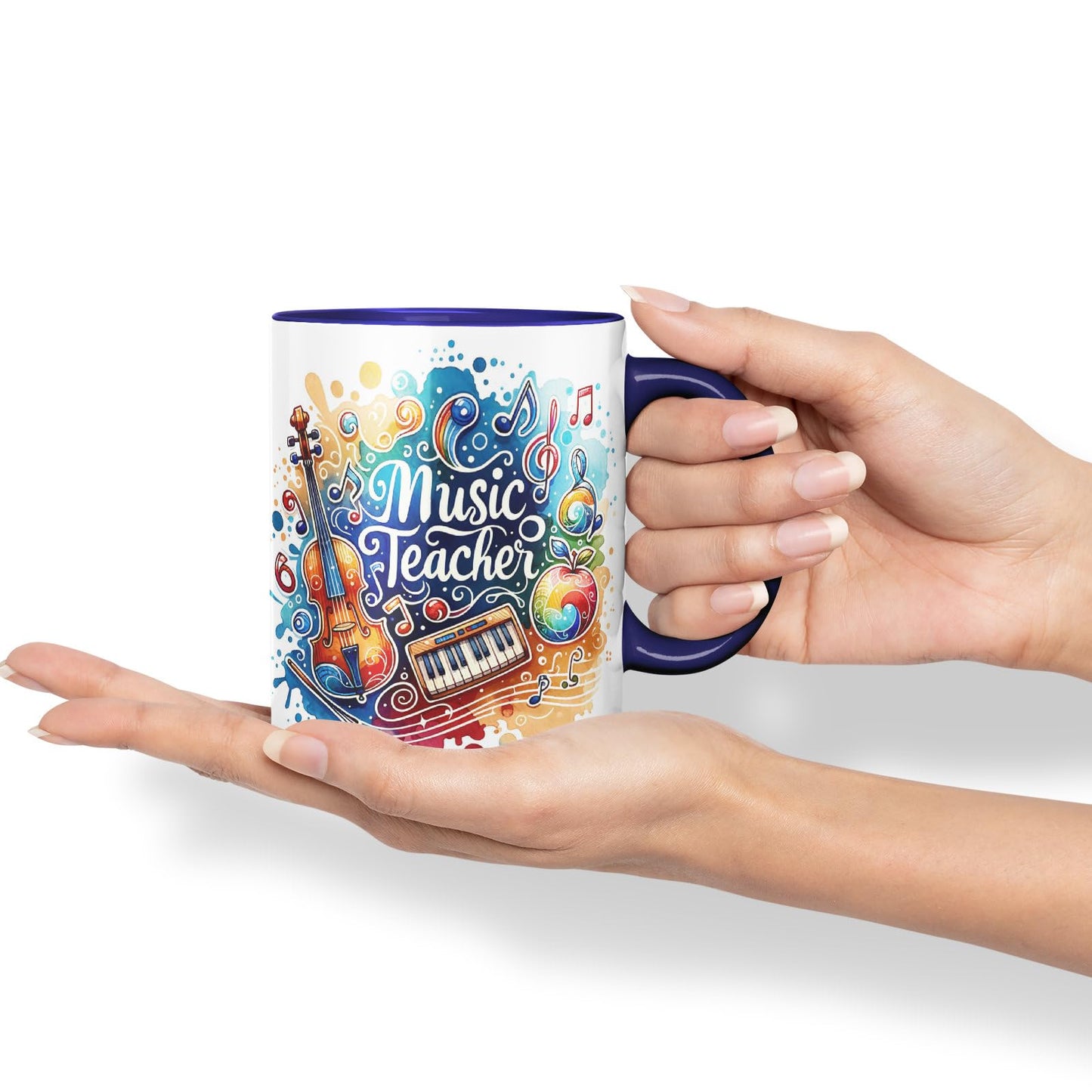 Vixar Music Teacher Mug Thank You, End of School Gift Ceramic Coloured Mug Cup for Tea Coffee Hot Brew 330ml 11Oz Gift