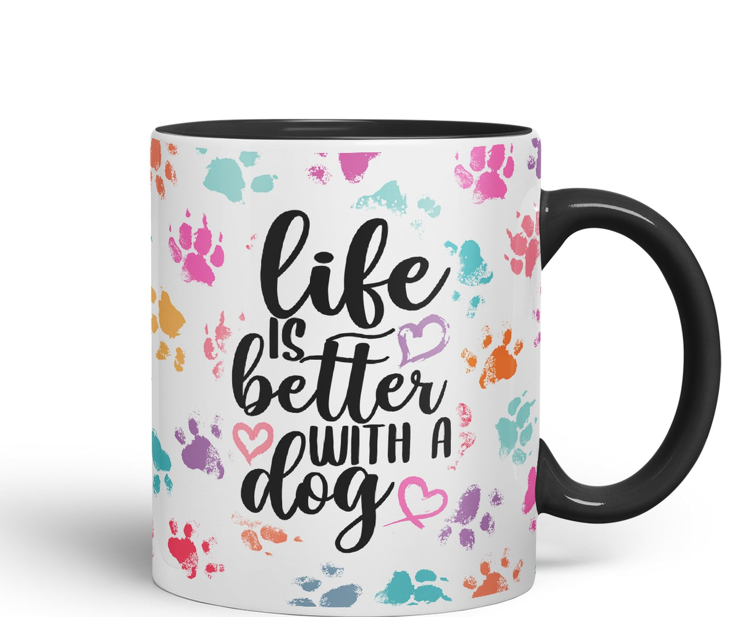 Vixar Life is Better with a Dog Coloured Ceramic Mug Cup Gift 330ml 11oz Work Office Tea Coffee