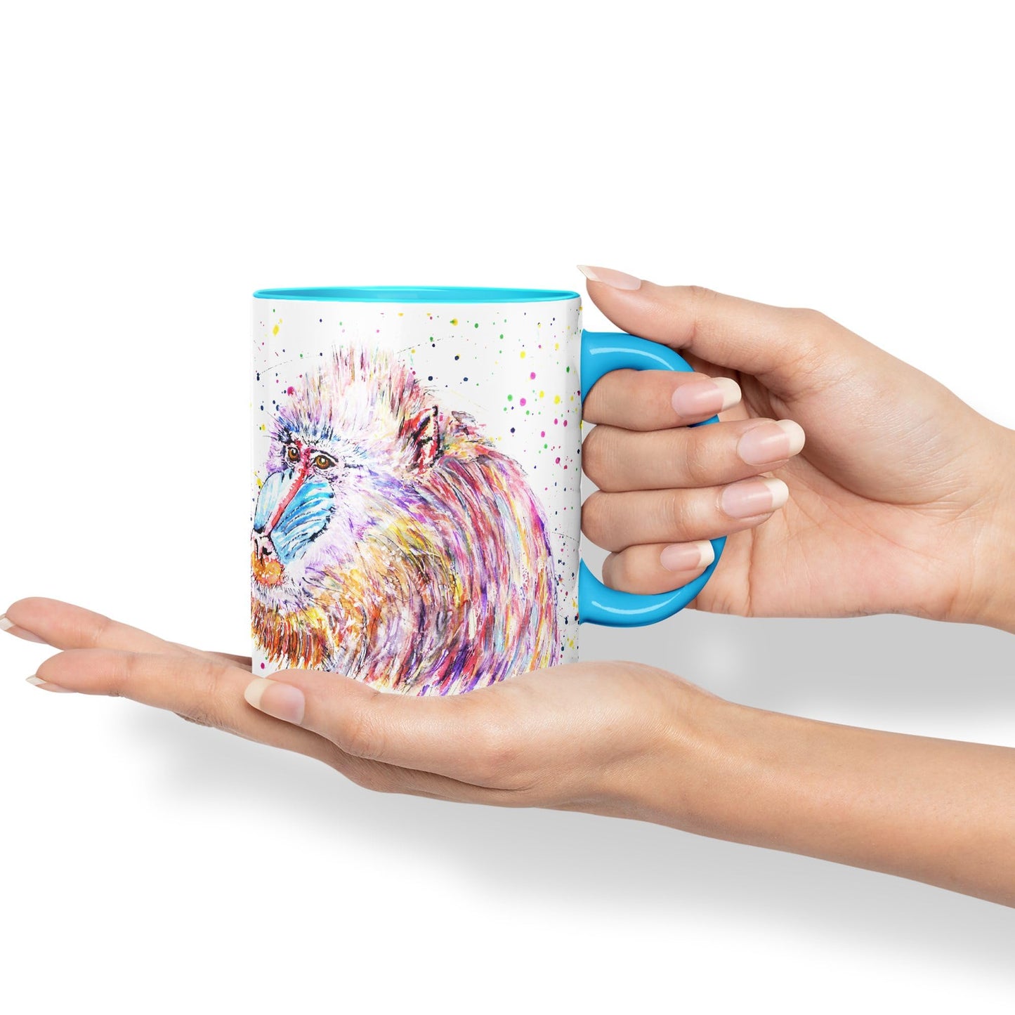 Vixar Mandrill Monkey Ape Animals Watercolour Art Coloured Ceramic 330 ml Mug Cup Gift Birthday Work Office Tea Coffee