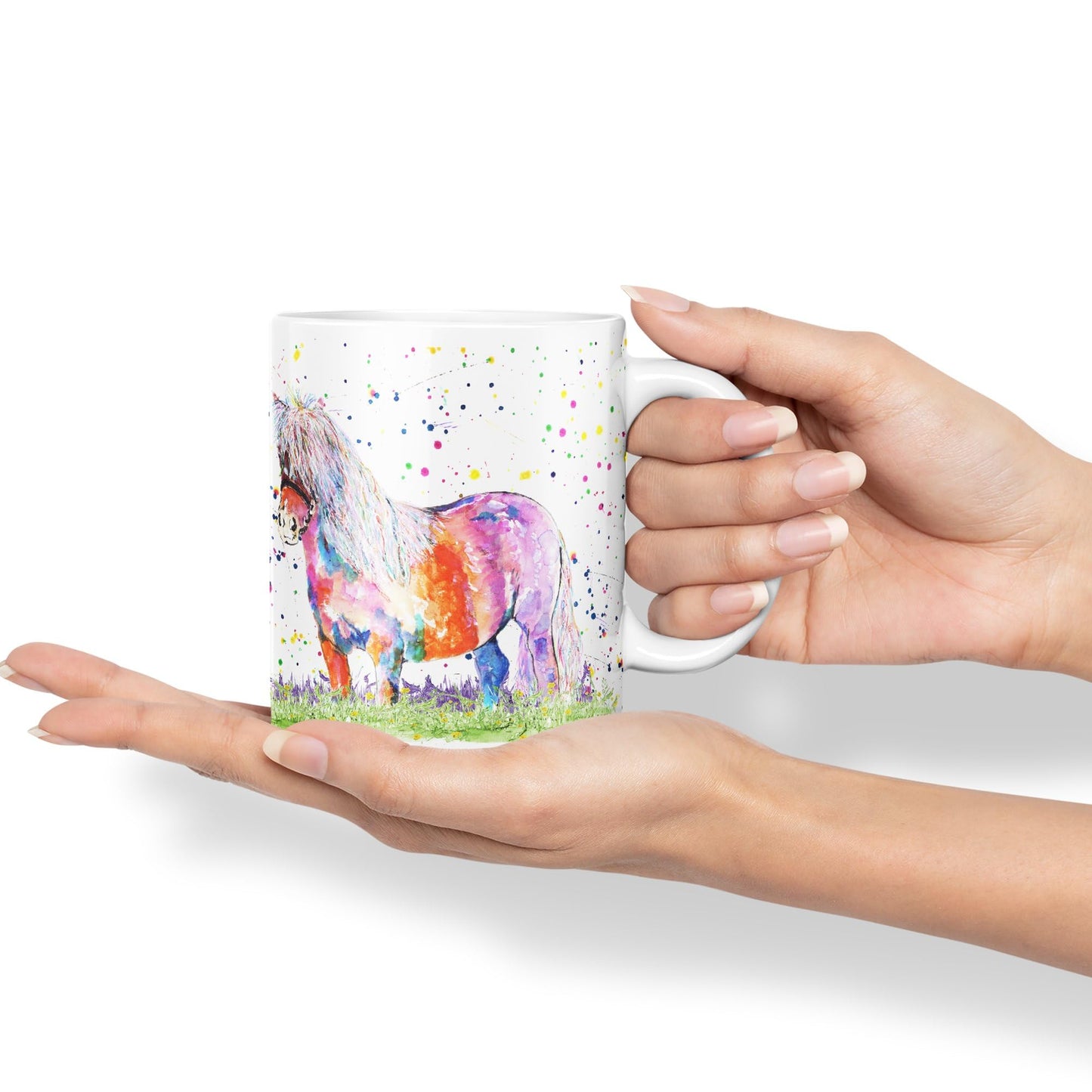 Vixar Shetland Pony Horse Pet Watercolour Art Coloured 330 ml Mug Cup Gift Birthday Work Office Tea Coffee