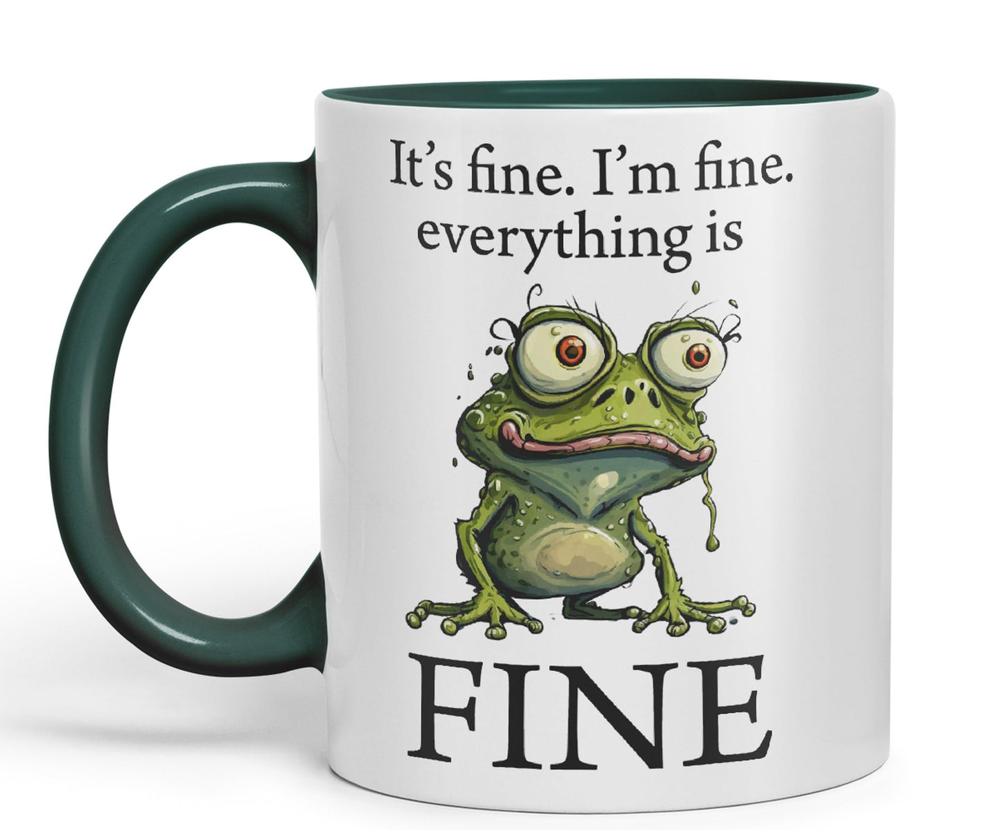 Vixar Frog It's fine I'm fine Everything is fine Joke Sarcastic Ceramic Mug Coloured Mug Cup Gift Tea Coffee Christmas