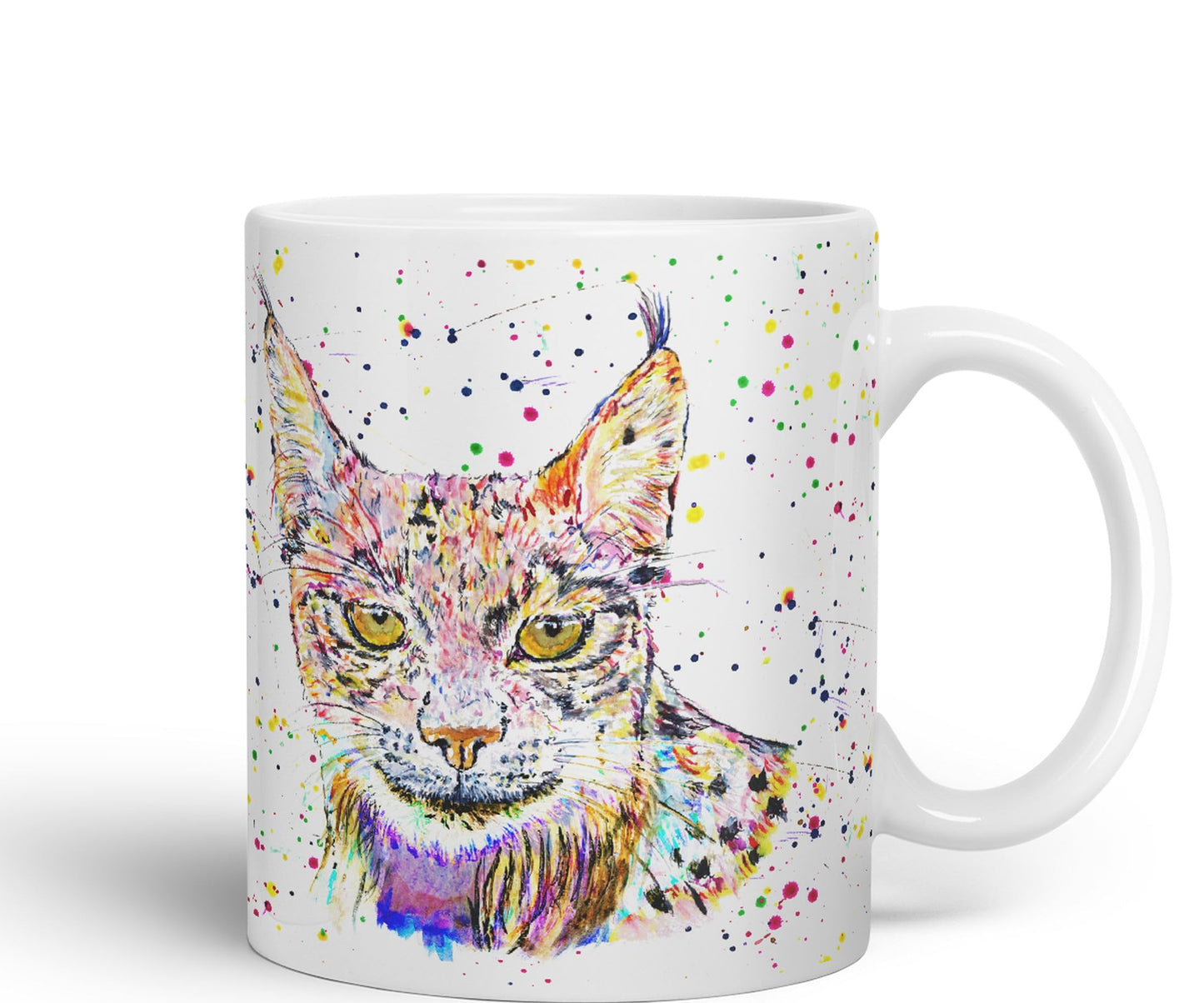 Vixar Lynx Cat Animal Watercolour Art Coloured 330 ml Mug Cup Gift Birthday Work Office Tea Coffee