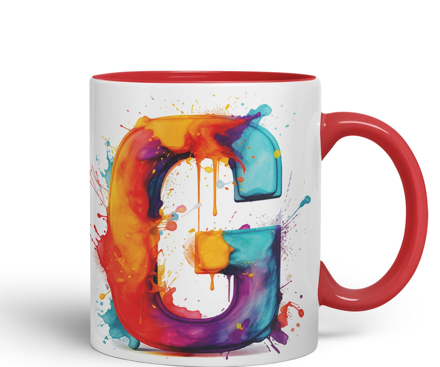 Letter G mug, Alphabet Letter G Monogram watercolour Ceramic Coloured Mug Cup for Tea Coffee Hot brew 330ml 11Oz Gift
