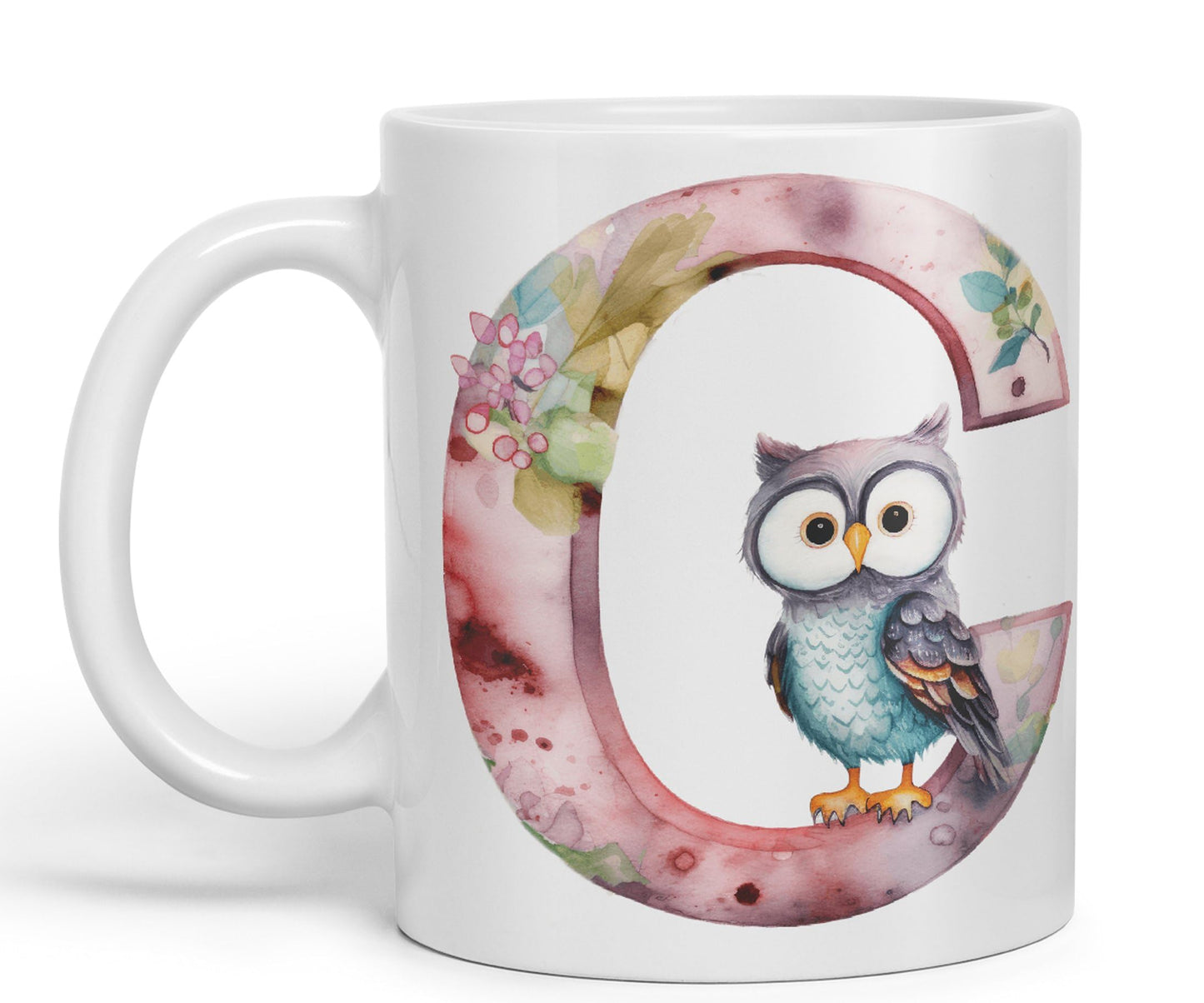 Letter C mug, Animals Alphabet Letter C Monogram animal for kids Ceramic Coloured Mug Cup for Tea Coffee Hot brew 330ml 11Oz Gift