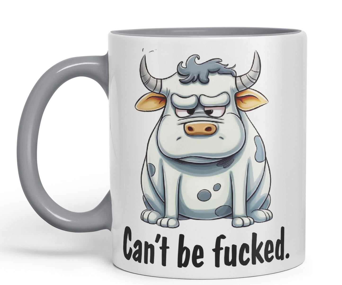 Can't be Fucked Cow Sarcastic Joke Ceramic Coloured Mug Cup for Tea Coffee Hot Brew 330ml 11Oz