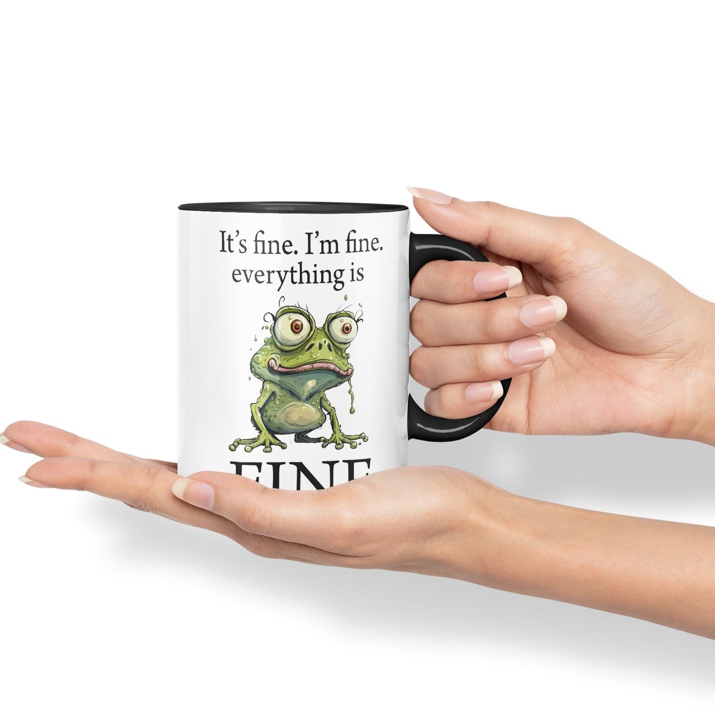 Vixar Frog It's fine I'm fine Everything is fine Joke Sarcastic Ceramic Mug Coloured Mug Cup Gift Tea Coffee Christmas