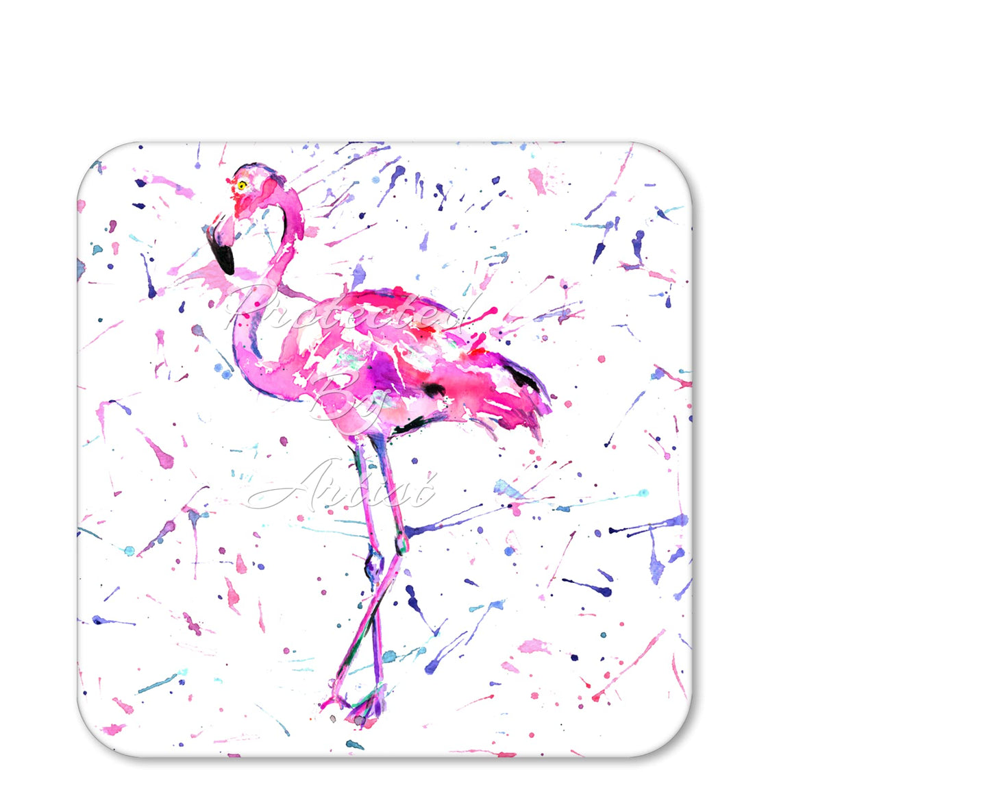 Coaster Flamingo Animals Coasters Watercolour Art Gift Work Office Dining Tea coffee