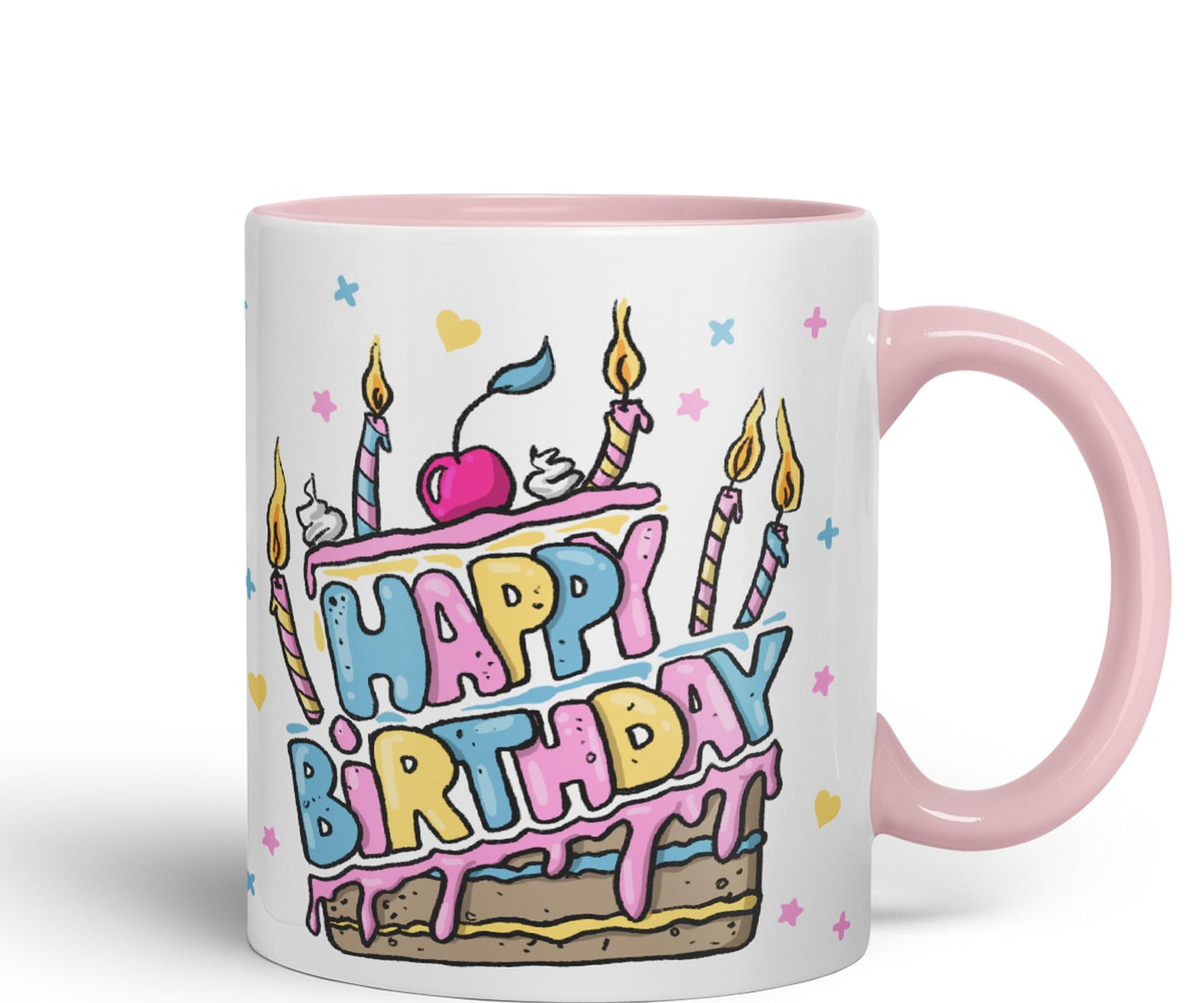 Vixar Happy Birthday Mug Cake Ceramic Coloured Mug Cup Gift Tea Coffee Christmas Office Home