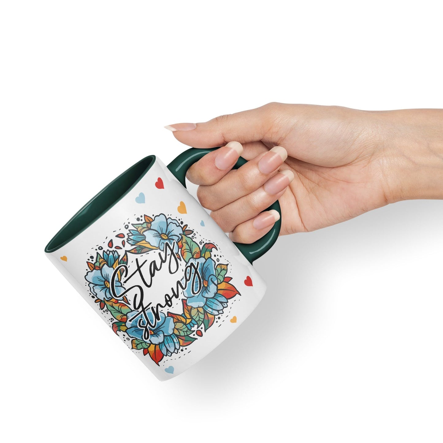 Vixar Stay Strong Motivation Gift Presents Coloured Ceramic Mug Cup Gift 330ml 11oz Work Office Tea Coffee