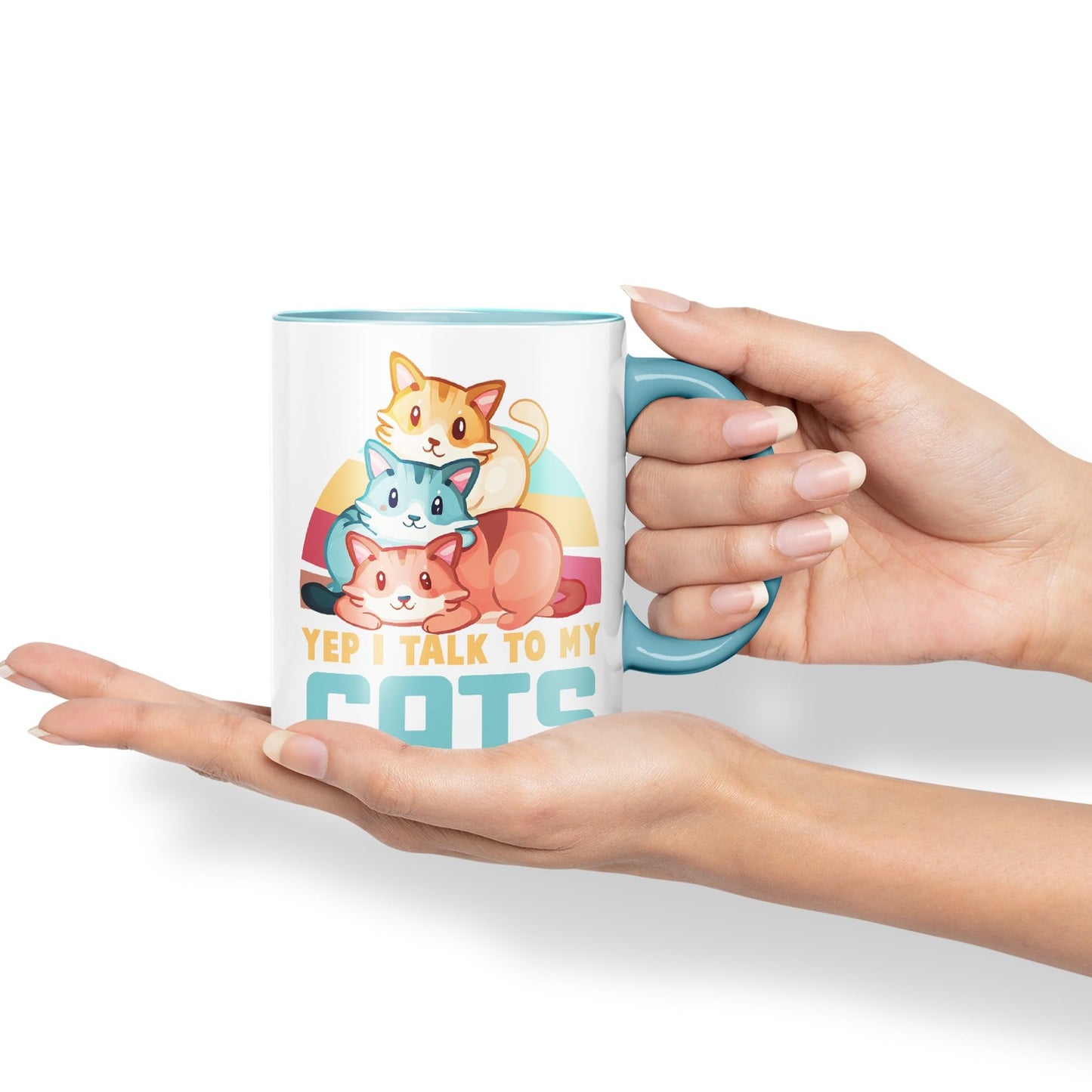 Yep I Talk to My Cats cat Sarcastic Joke Ceramic Coloured Mug Cup for Tea Coffee Hot Brew 330ml 11Oz