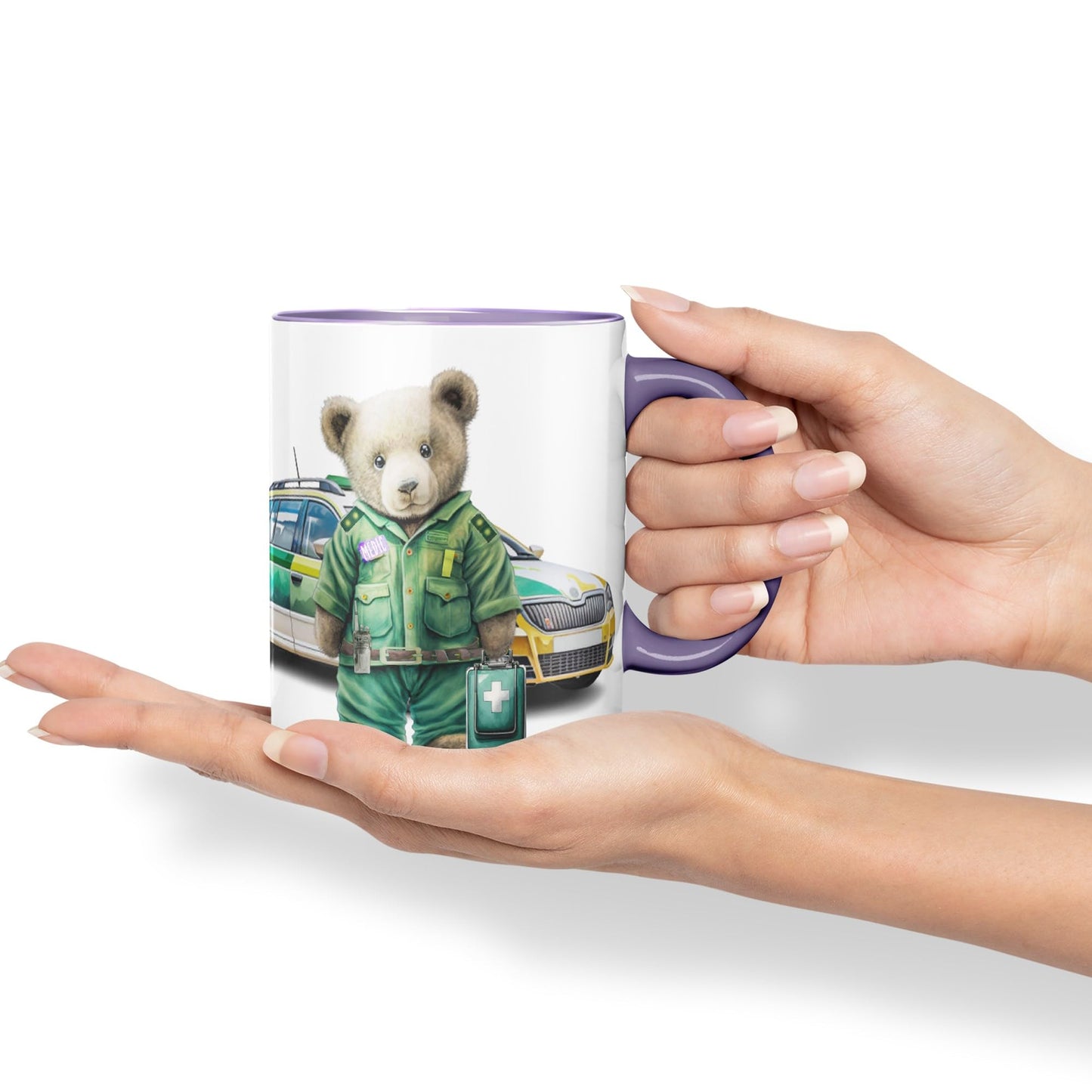 Vixar Teddy Bear Medic Themed Ceramic Mug Coloured Mug Cup Gift Birthday Work Office Tea Coffee