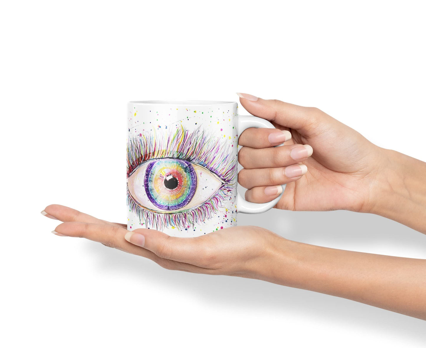 Vixar Eye Rainbow Watercolour Art Coloured Mug Cup Gift Birthday Work Office Tea Coffee