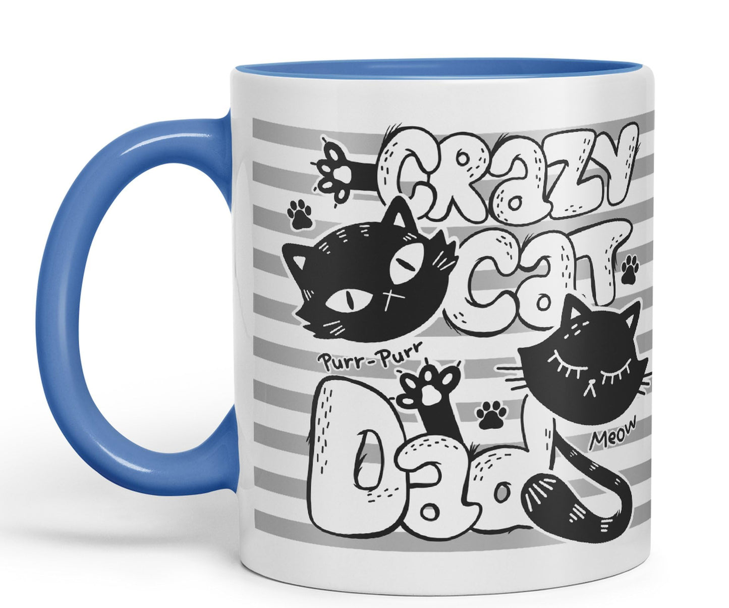 Vixar Crazy Cat Dad Ceramic Mug Coloured Mug Cup Gift Tea Coffee Father's Day Christmas
