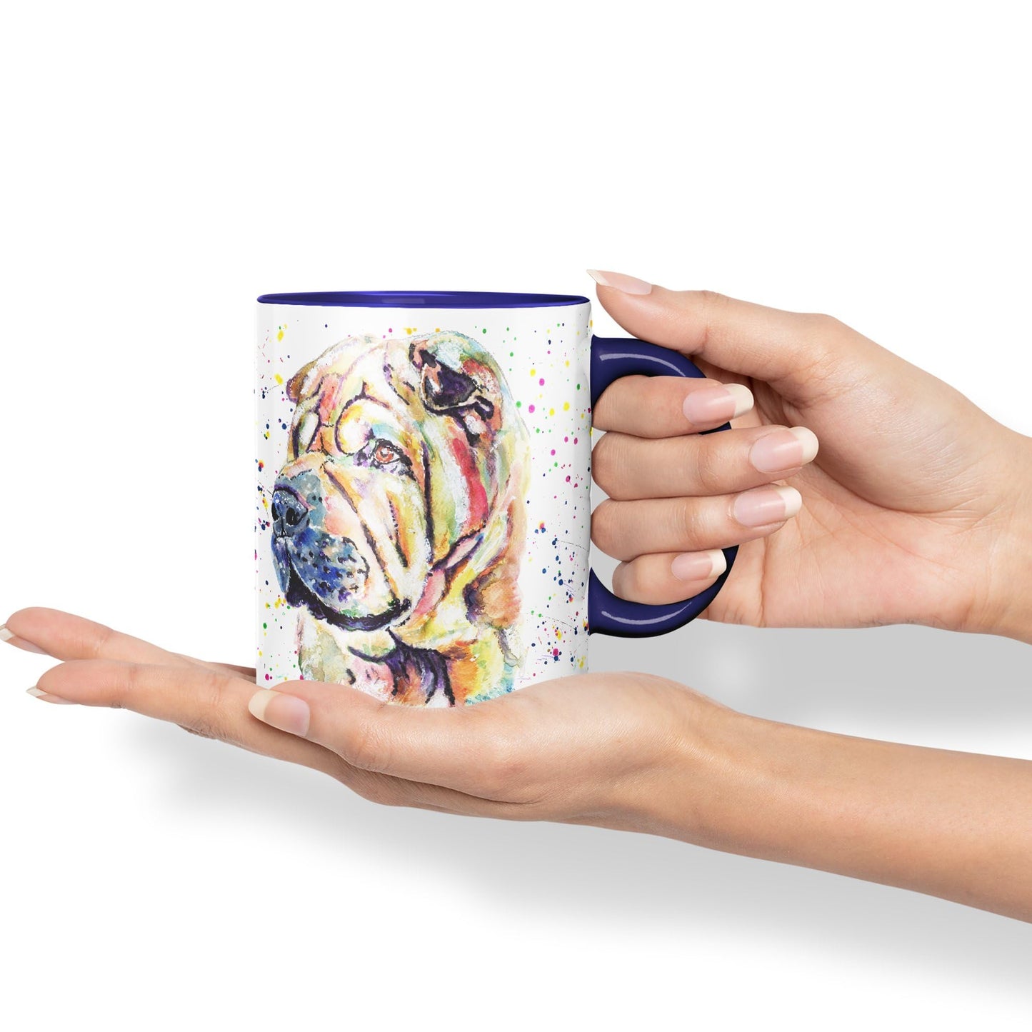 Vixar Shar Pei Wrinkly Chinese Dog Pet Animal Watercolour Art Coloured 330 ml Mug Cup Gift Birthday Work Office Tea Coffee