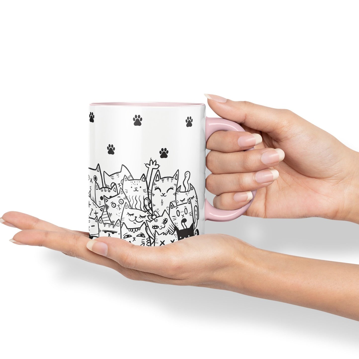 Vixar Cats mom dad Paws cat Lovers Coloured Ceramic Mug Cup Gift 330ml 11oz Work Office Tea Coffee