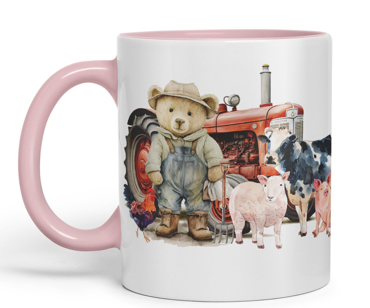 Vixar Teddy Bear Farmer Farm Tractor Ceramic Mug Coloured Mug Cup Gift Birthday Work Office Tea Coffee