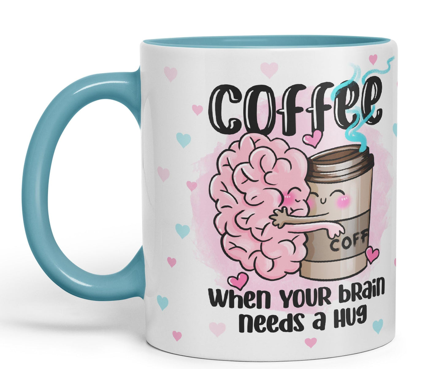 Vixar Coffee When You Brain Needs a Hug Ceramic Coloured Mug Cup Gift Tea Coffee Christmas Office Home Joke Sarcastic