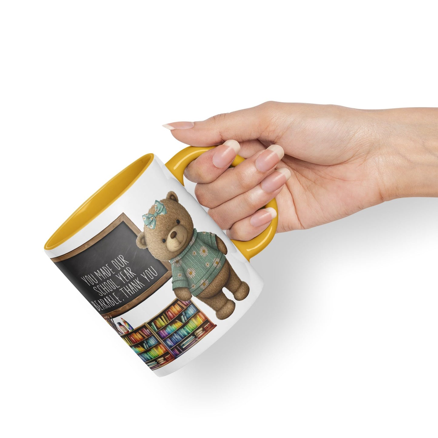 Vixar Teddy Bear Mrs Teacher Gift Women Ceramic Mug Coloured Mug Cup Gift end of School Tea Coffee