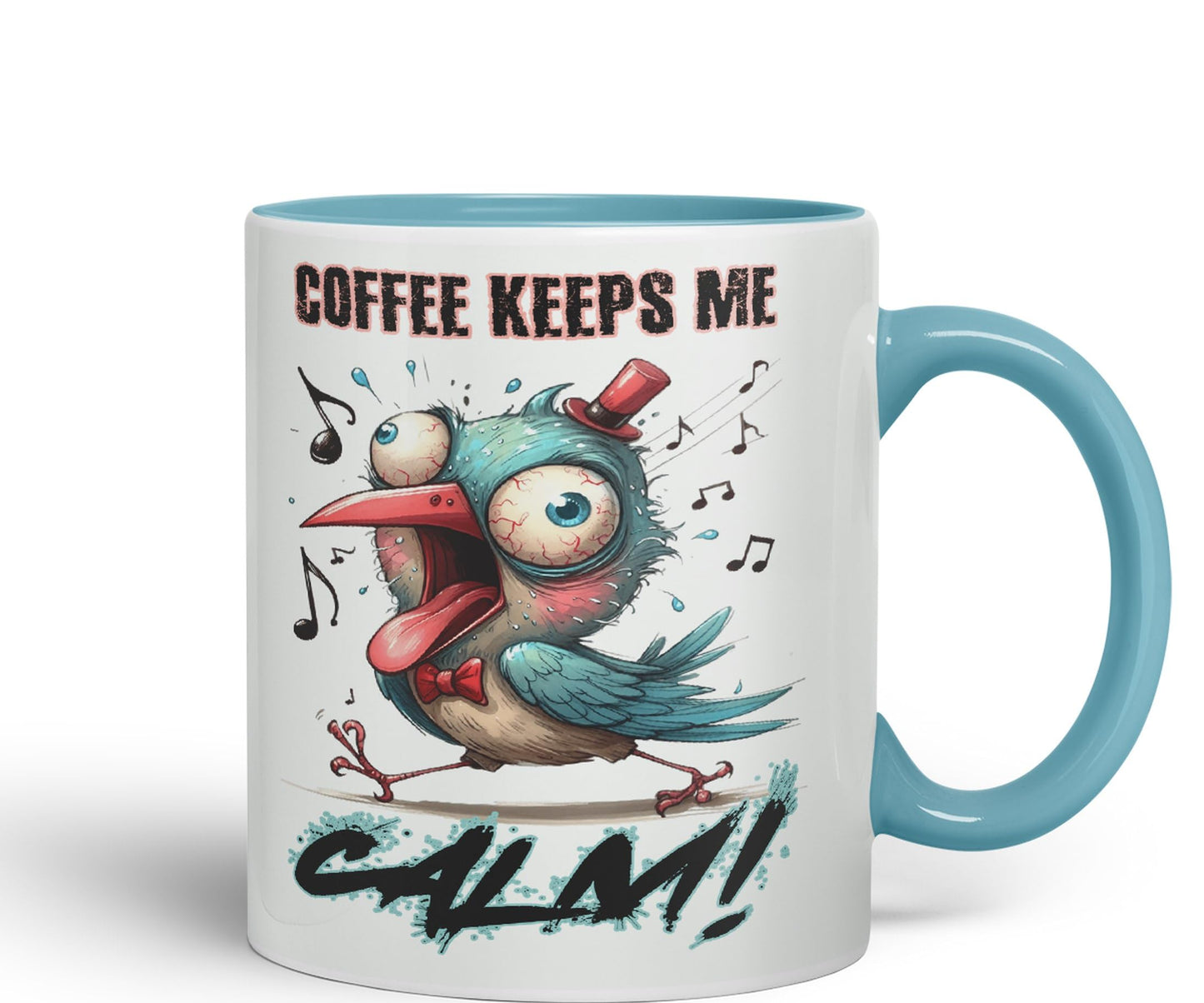 Coffe Keeps me Calm Bird Joke sarkasm Sarcastic Ceramic Coloured Mug Cup for Tea Coffee Hot Brew 330ml 11Oz Gift