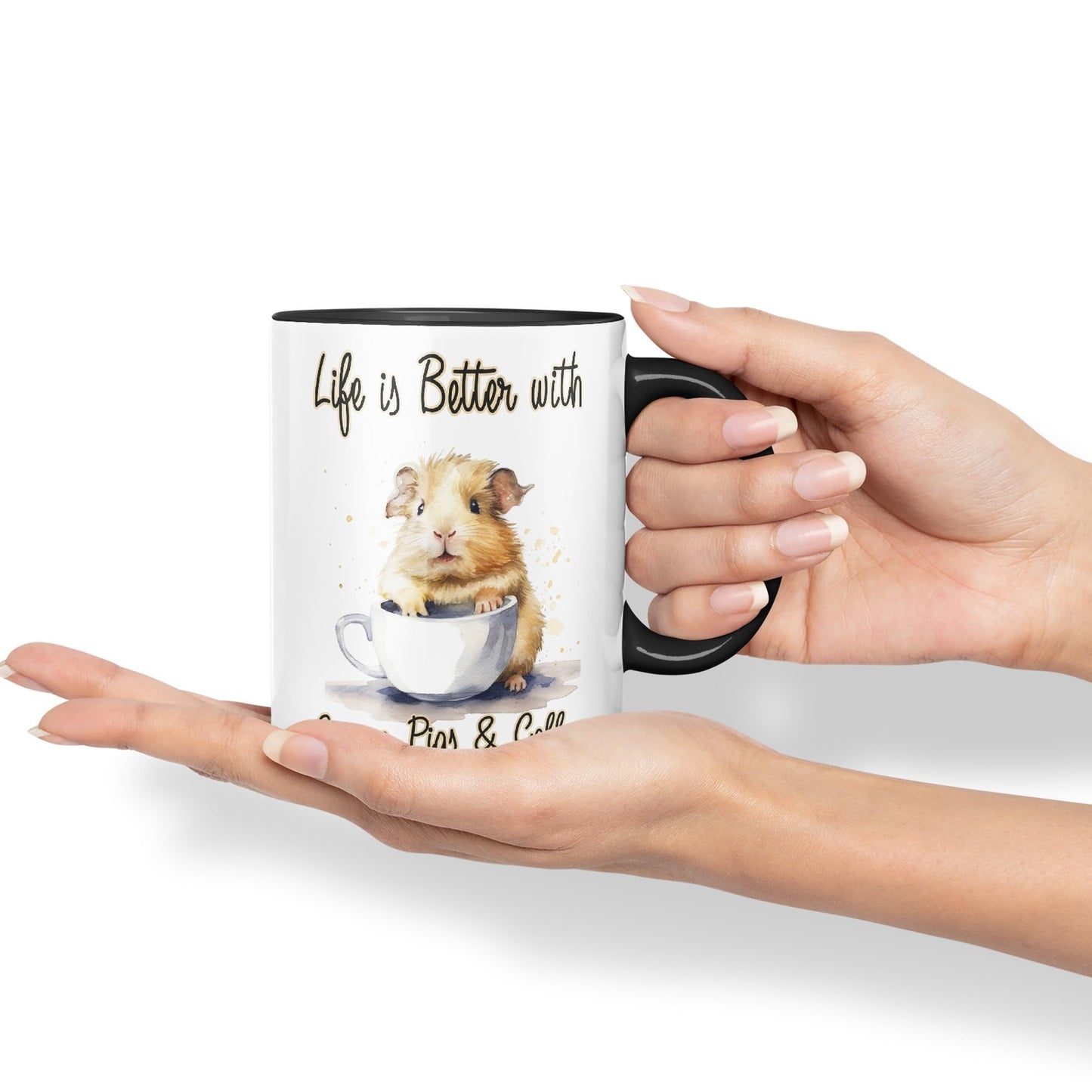 Life is Better with Guinea Pigs & Coffee Joke sarkasm Sarcastic Ceramic Coloured Mug Cup for Tea Coffee Hot Brew 330ml 11Oz Gift