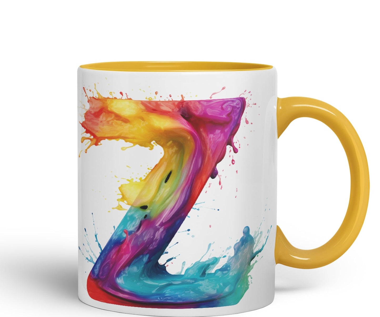 Letter Z mug, Alphabet Letter Z Monogram watercolour Ceramic Coloured Mug Cup for Tea Coffee Hot brew 330ml 11Oz Gift