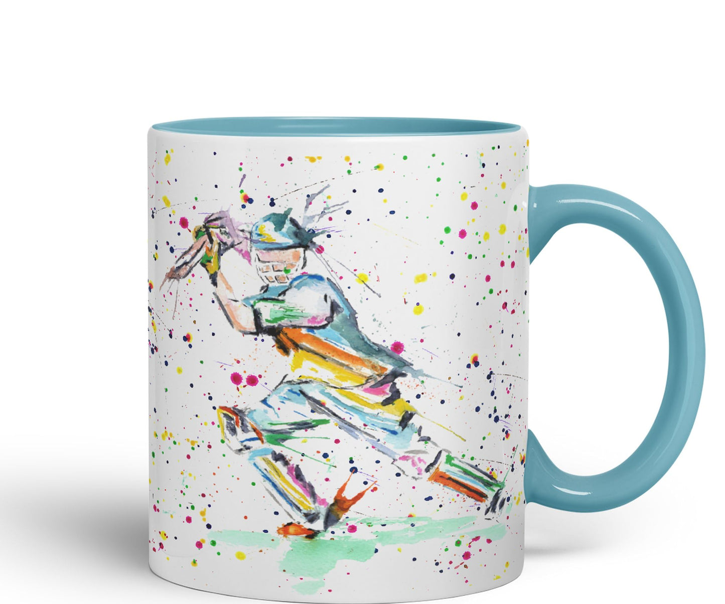 Cricket Sport Sportsmen Watercolour Ceramic Coloured Mug Cup for Tea Coffee Hot brew 330ml 11Oz Gift